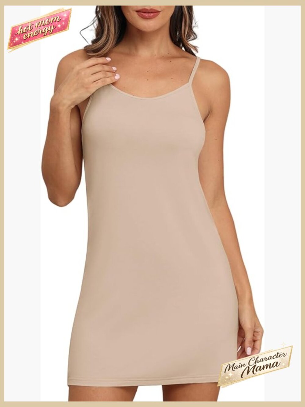 Sleeveless Adjustable Spaghetti Straps Full Slip Dress Nightgown Soft Scoop Neck